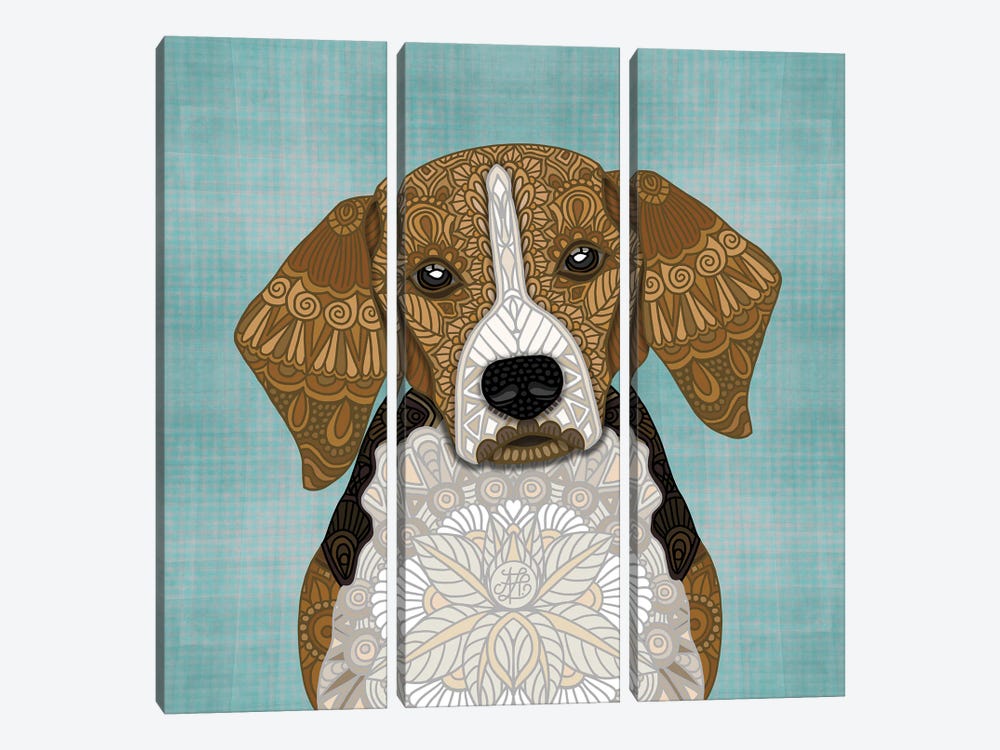 Beagle (Square) by Angelika Parker 3-piece Canvas Art