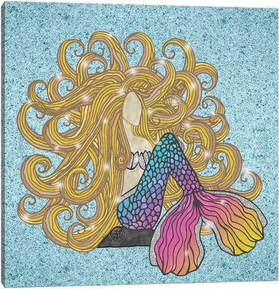 Blond Rainbow Mermaid Canvas Art Print - Angelika Parker