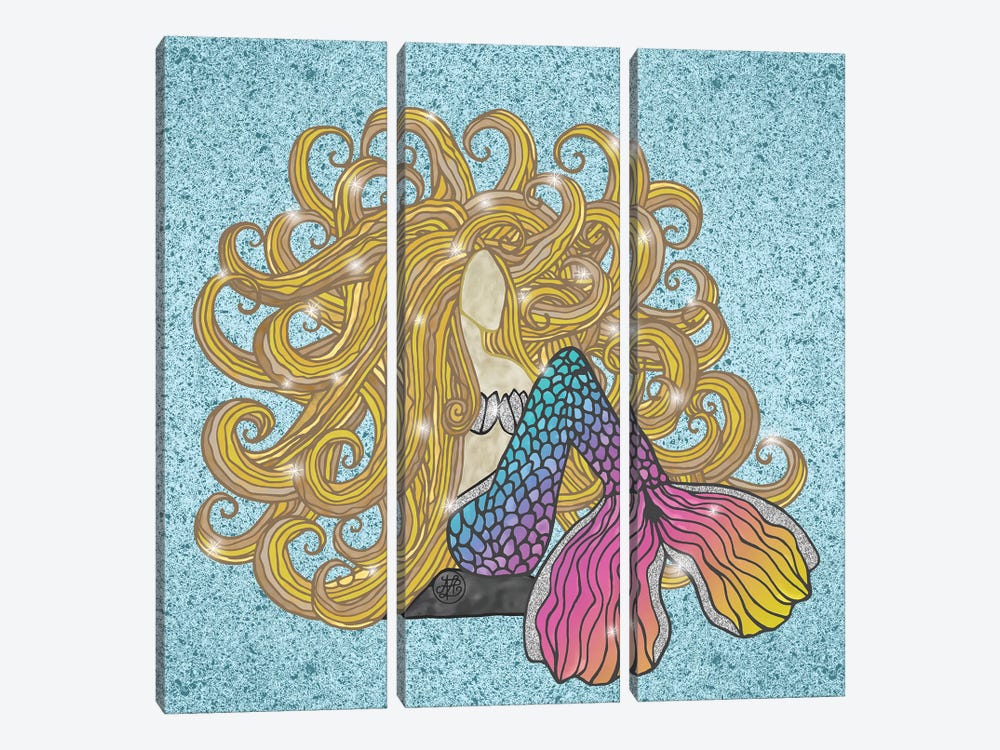 Blond Rainbow Mermaid by Angelika Parker 3-piece Canvas Art