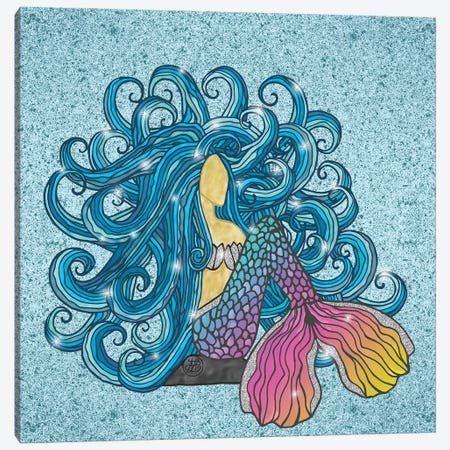 Blue Hair Rainbow Mermaid Canvas Print #ANG335} by Angelika Parker Canvas Print