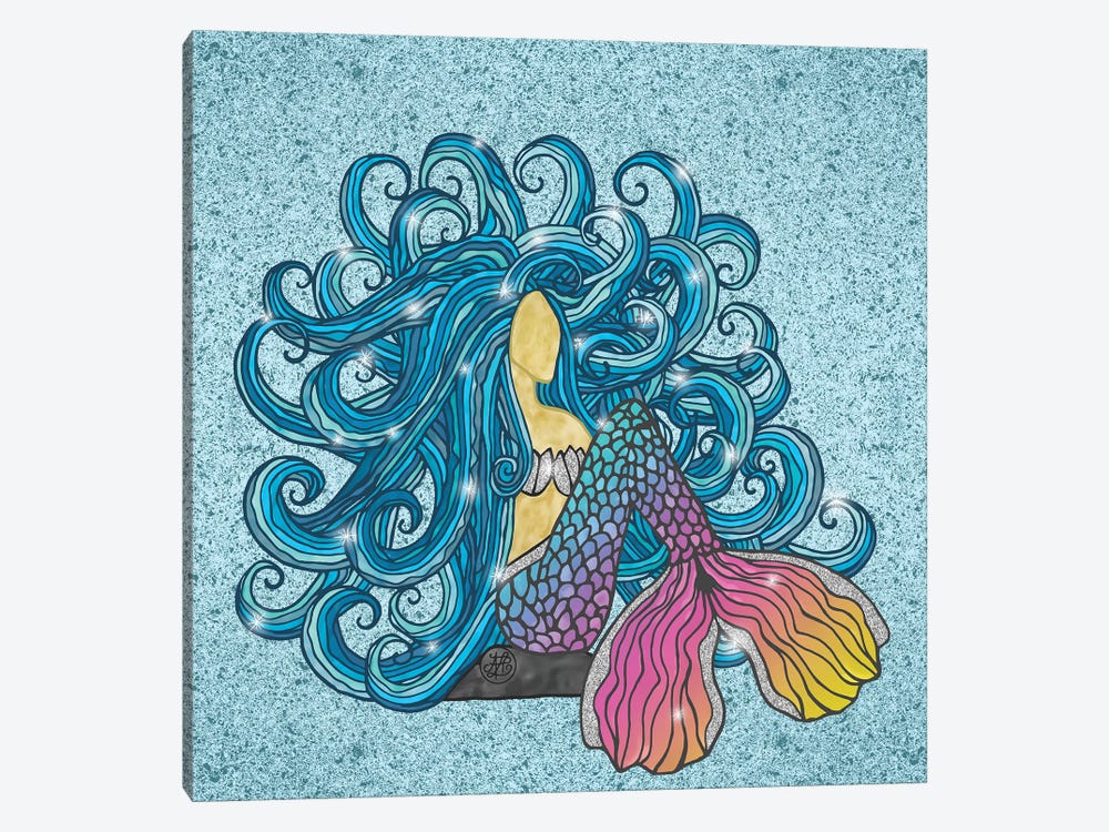 Blue Hair Rainbow Mermaid by Angelika Parker 1-piece Art Print