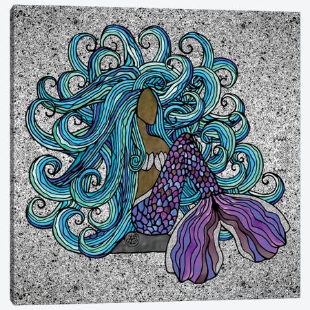 Blue Haired Beauty Mermaid Canvas Print #ANG336} by Angelika Parker Canvas Art Print