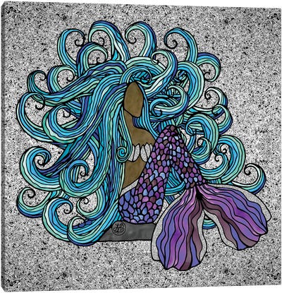 Blue Haired Beauty Mermaid Canvas Art Print - Angelika Parker