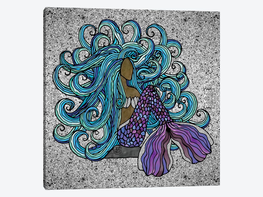 Blue Haired Beauty Mermaid by Angelika Parker 1-piece Canvas Art