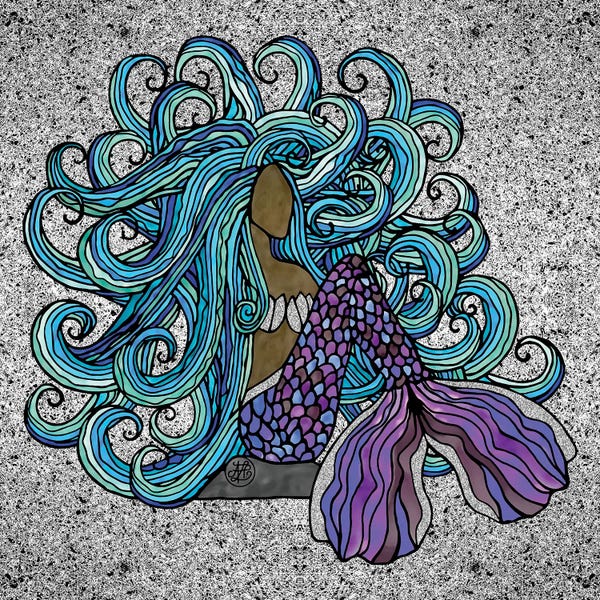 Mermaids: Blue Haired Beauty Mermaid by Angelika Parker