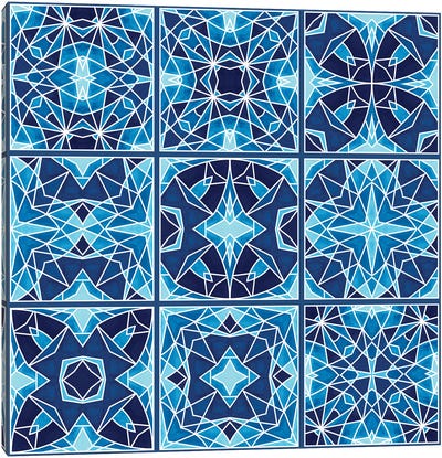 Blue Tiles (Square) Canvas Art Print - Angelika Parker