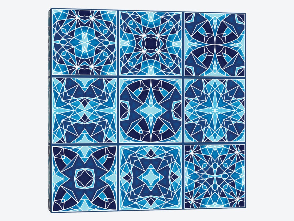 Blue Tiles (Square) by Angelika Parker 1-piece Canvas Art Print