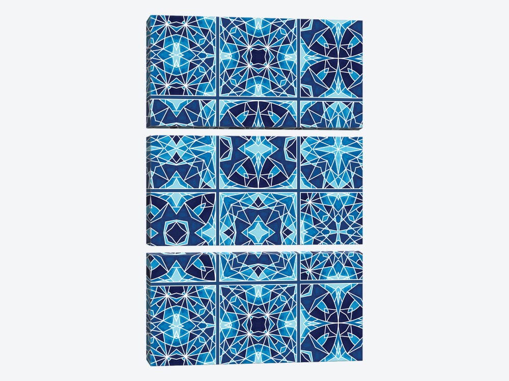 Blue Tiles by Angelika Parker 3-piece Canvas Art