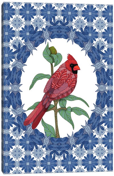Cardinal Christmas Blue Canvas Art Print - Angelika Parker