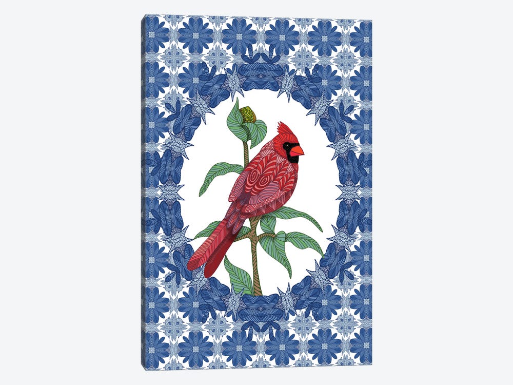 Cardinal Christmas Blue by Angelika Parker 1-piece Canvas Art Print