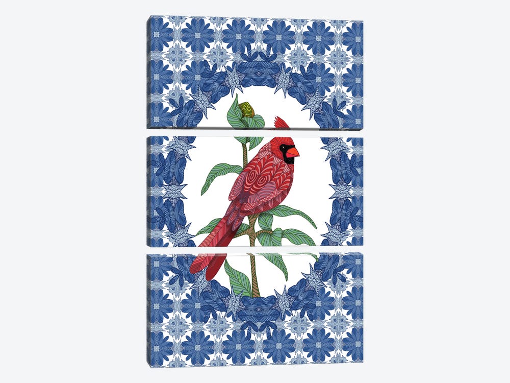 Cardinal Christmas Blue by Angelika Parker 3-piece Art Print