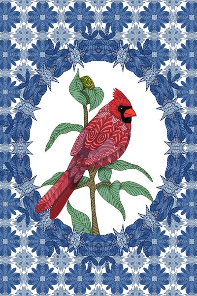 Cardinals: Cardinal Christmas Blue by Angelika Parker