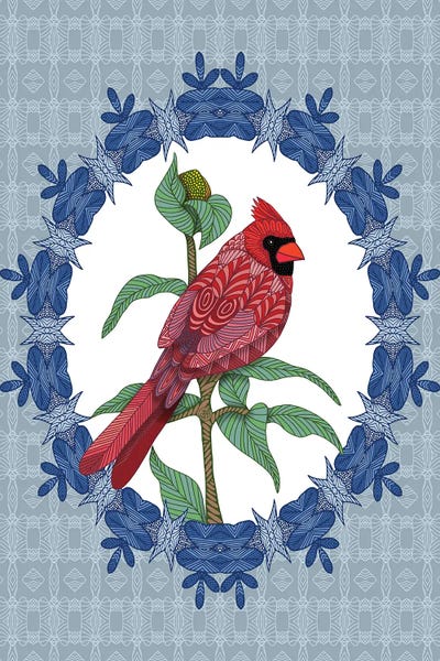 Cardinals: Cardinal Christmas Light Blue by Angelika Parker