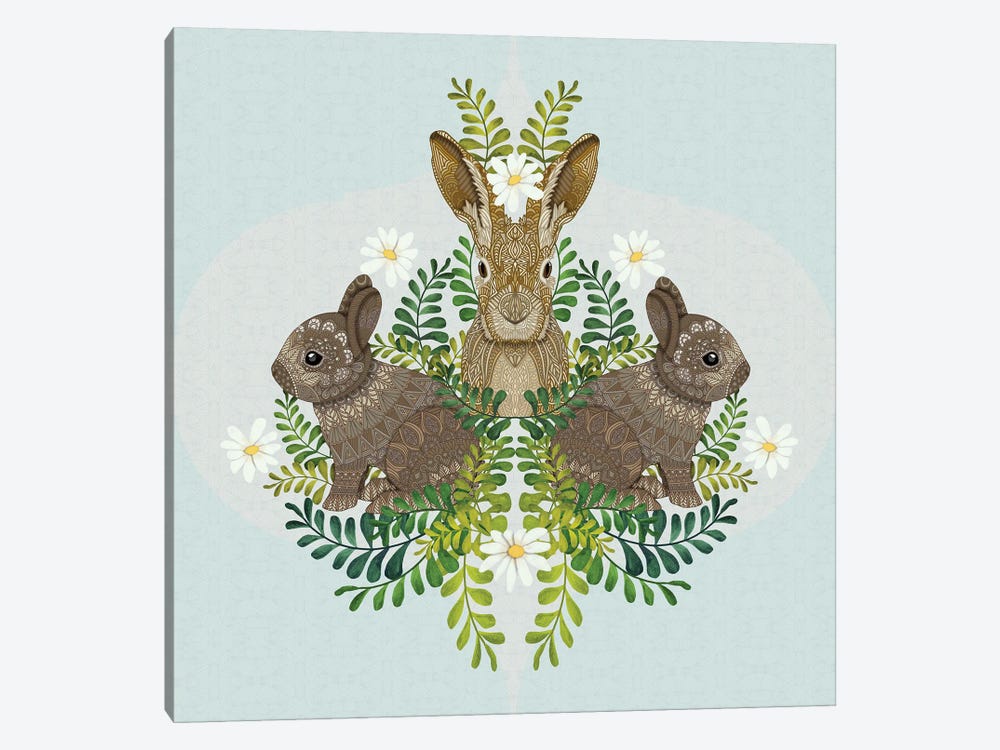Cute Bunny Damask by Angelika Parker 1-piece Art Print
