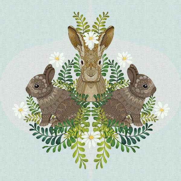 Damask: Cute Bunny Damask by Angelika Parker