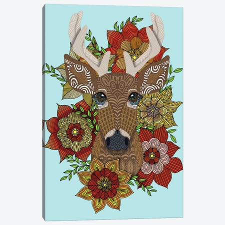 Floral Stag Canvas Print #ANG351} by Angelika Parker Canvas Wall Art