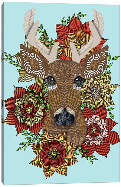 Floral Stag Canvas Art Print - Angelika Parker