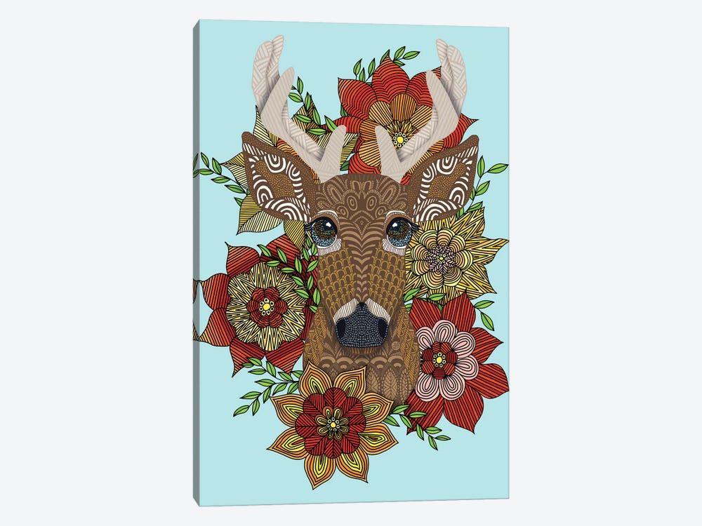 Floral Stag by Angelika Parker 1-piece Canvas Art Print