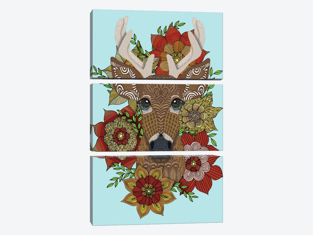 Floral Stag by Angelika Parker 3-piece Canvas Print
