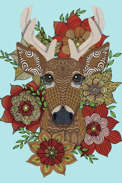 Poinsettias: Floral Stag by Angelika Parker