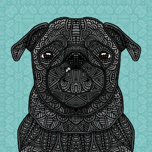 Pugs: Little Black Pug (Square) by Angelika Parker