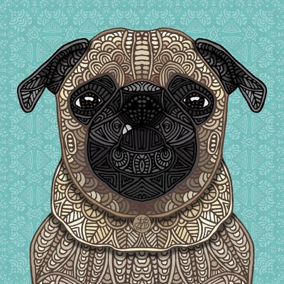 Little Fawn Pug (Square) by Angelika Parker metal wall art