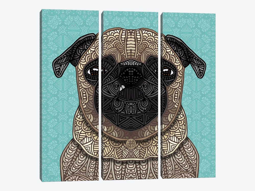 Little Fawn Pug (Square) by Angelika Parker 3-piece Canvas Wall Art