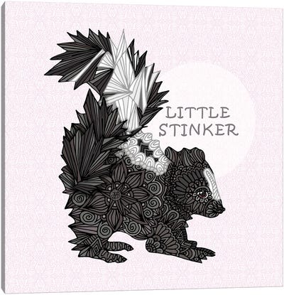 Little Stinker Pink (Square) Canvas Art Print - Skunks