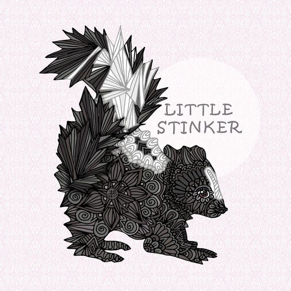 Skunks: Little Stinker Pink (Square) by Angelika Parker