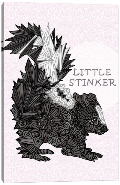 Little Stinker Pink Canvas Art Print - Skunk Art