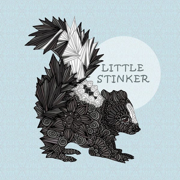 Skunks: Little Stinker Blue (Square) by Angelika Parker
