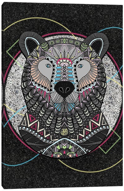 Neon Tribal Bear Canvas Art Print - Angelika Parker