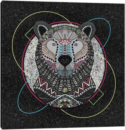 Neon Tribal Bear (Square) Canvas Art Print - Angelika Parker