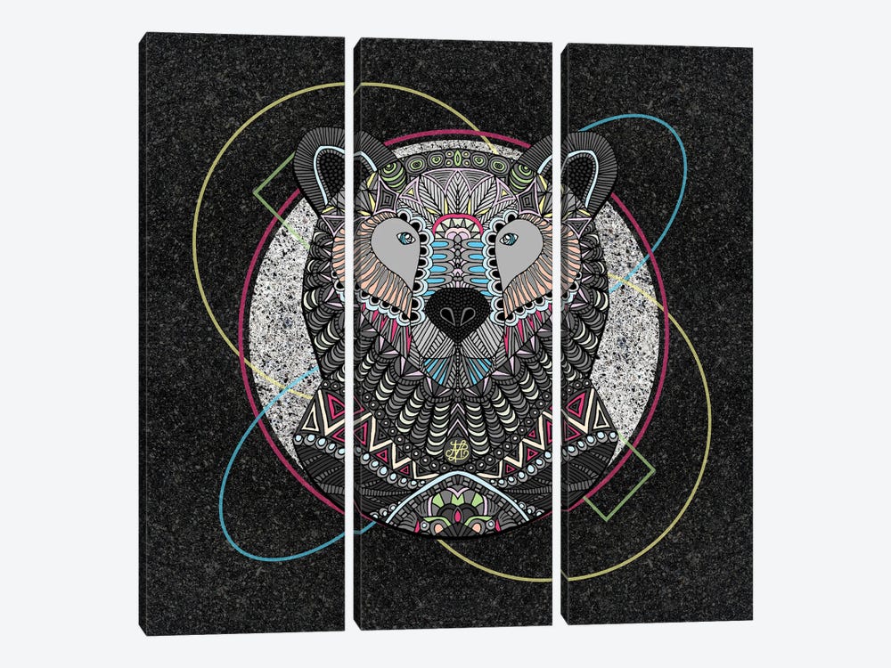 Neon Tribal Bear (Square) by Angelika Parker 3-piece Canvas Art