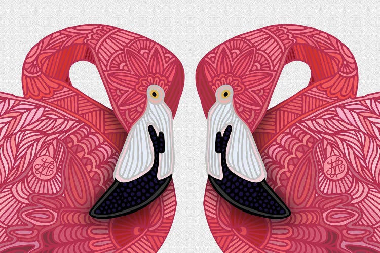 Pink Flamingos White by Angelika Parker wall art