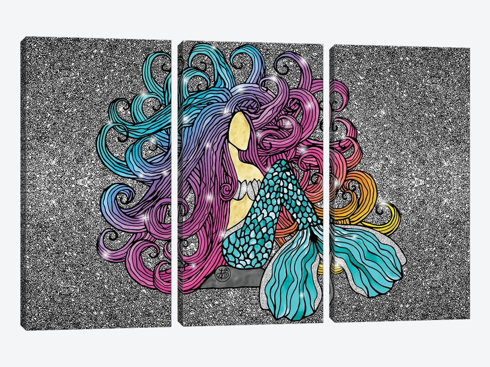 Rainbow Mermaid by Angelika Parker 3-piece Canvas Artwork