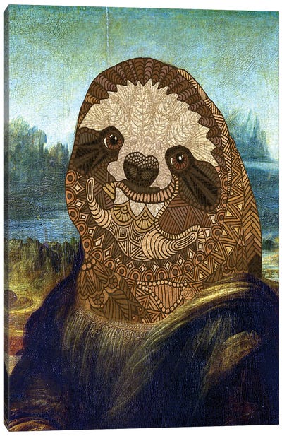 Sloth Lisa Canvas Art Print - Sloth Art