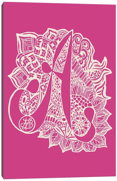 Zentangle A In Pink Canvas Art Print - Angelika Parker