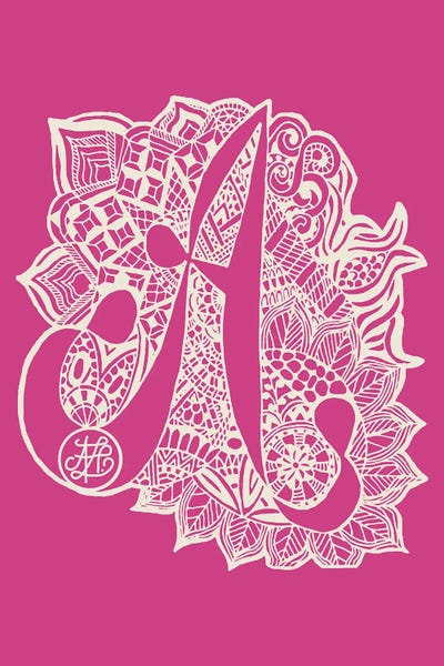 The Letter A: Zentangle A In Pink by Angelika Parker