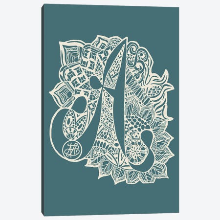 Zentangle A In Teal Canvas Print #ANG396} by Angelika Parker Canvas Print