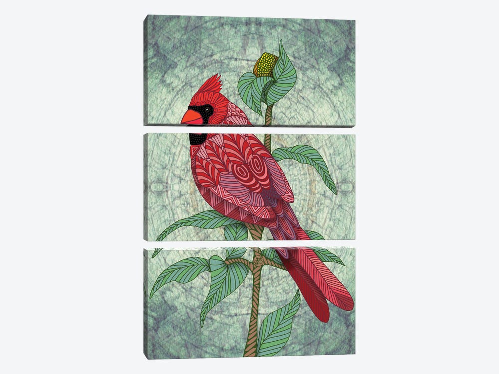 Virginia Cardinal by Angelika Parker 3-piece Canvas Print