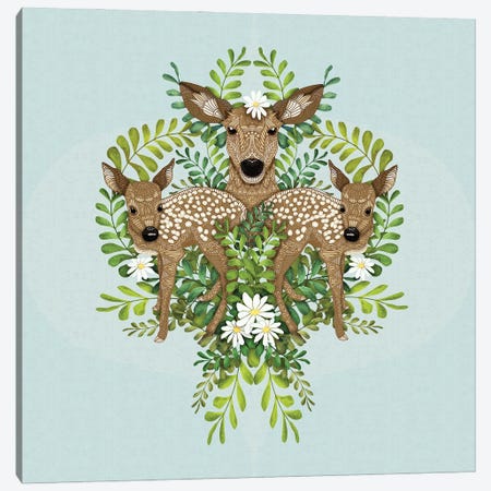 Cute Fawn Damask Canvas Print #ANG398} by Angelika Parker Canvas Wall Art