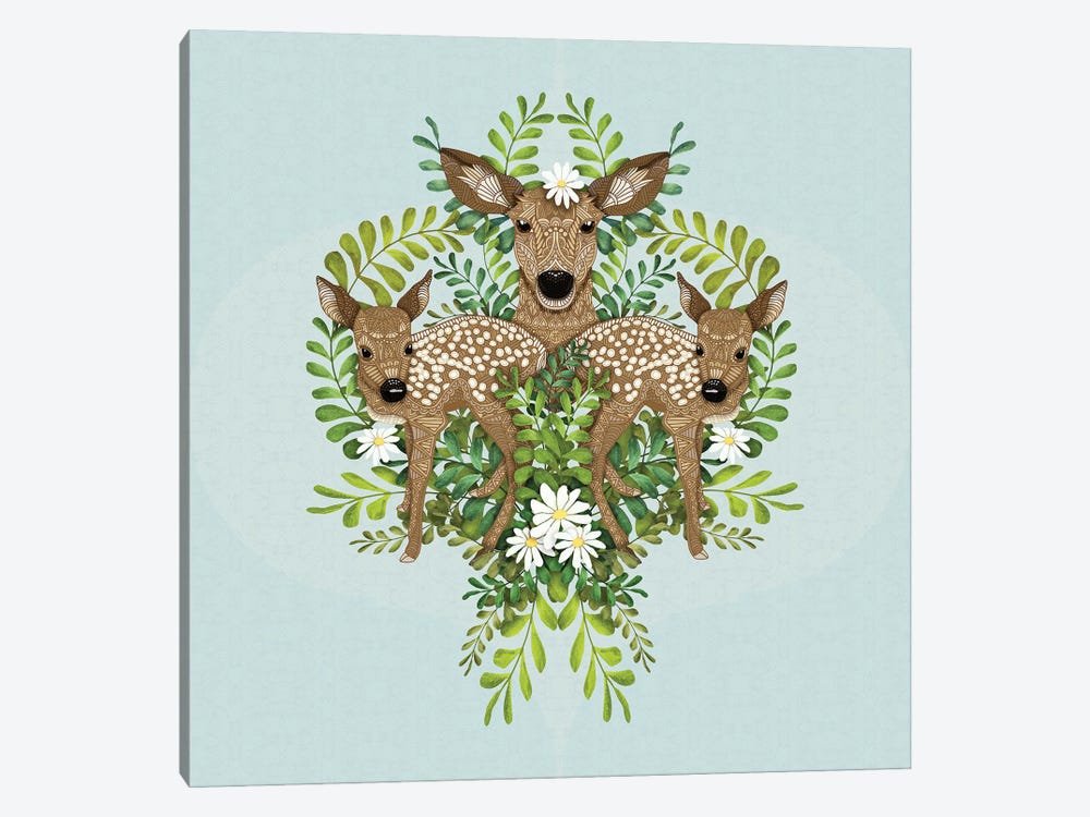 Cute Fawn Damask by Angelika Parker 1-piece Canvas Artwork