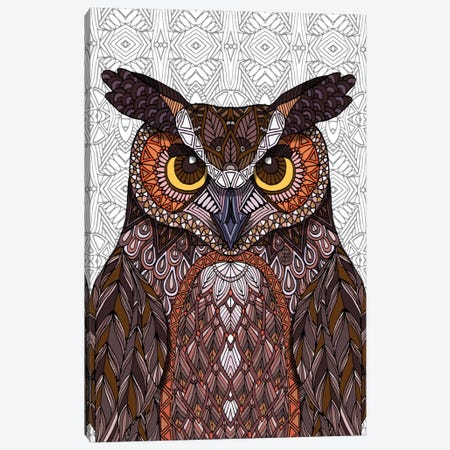 Great Horned Owl Canvas Print #ANG39} by Angelika Parker Canvas Wall Art