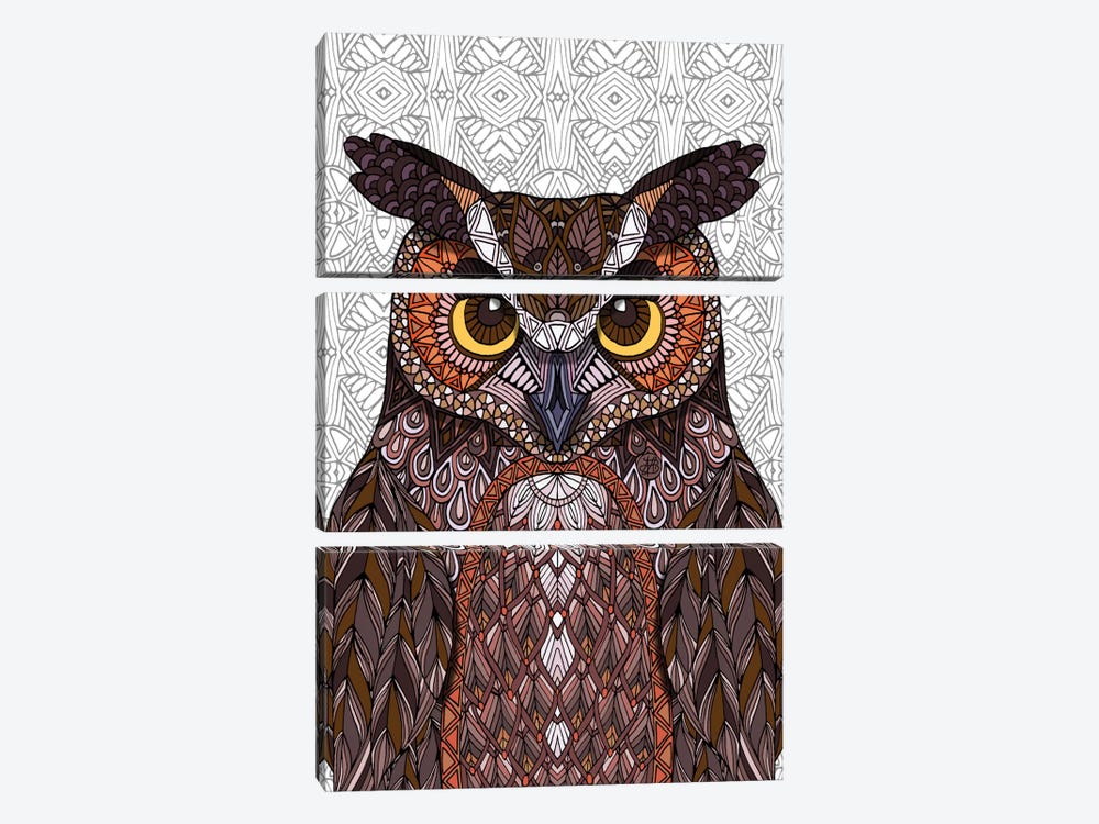 Great Horned Owl by Angelika Parker 3-piece Canvas Artwork