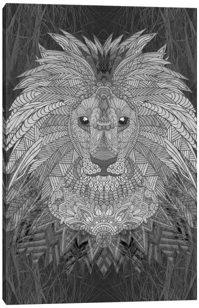 Great Lion Canvas Art Print - Gray Art