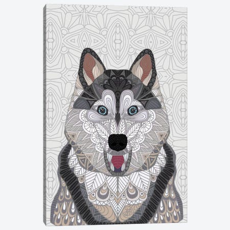 Happy Husky Canvas Print #ANG44} by Angelika Parker Canvas Artwork