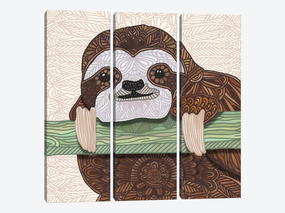 It's A Sloth Kind Of Day by Angelika Parker 3-piece Canvas Print
