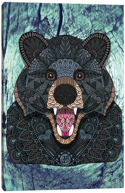 Ornate Black Bear Canvas Art Print - Angelika Parker