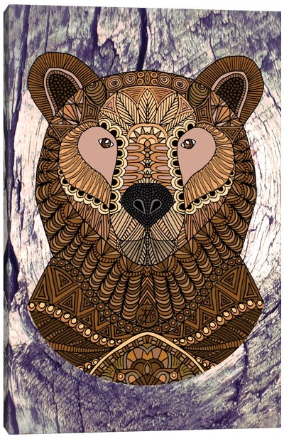 Ornate Brown Bear Canvas Art Print - Angelika Parker